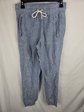 Athleta Women's Light Blue Drawstring Linen Jogger Pants Sz 6 Tall